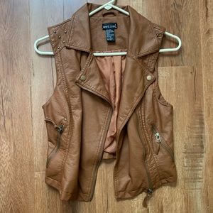 Brown Leather Vest Jacket